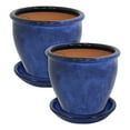 thumbnail image 2 of Sunnydaze Chalet 12" x 12" x 9.5" Round Imperial Blue Ceramic Solid Plant Pot with Saucers (2-Count), 2 of 10