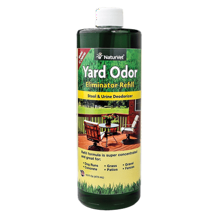 NaturVet Yard Odor Eliminator, Stool and urine DeOdorizer for All of Your Outdoor Spaces, Super concentrated Refill, 16oz Bottle