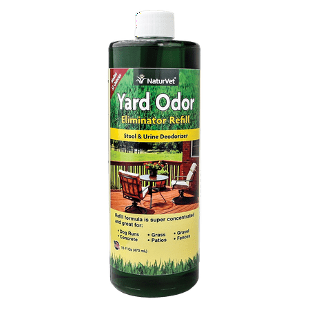 NaturVet Yard Odor Eliminator, Stool and urine DeOdorizer for All of Your Outdoor Spaces, Super concentrated Refill, 16oz (Best Way To Rid Your Yard Of Mosquitoes)