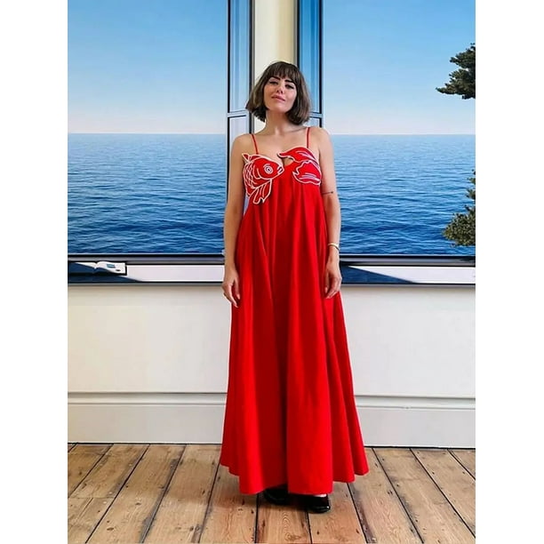 open lace back dress Red Backless Fish Scale Dress main image 0
