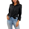 thumbnail image 4 of Innerwin Blouse Boutonnée Chemises pour Femmes Poches de Vacances Hauts Confortables Noir US 2TG, 4 of 7