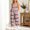 thumbnail image 6 of Girls Striped Printed Cami Jumpsuits Sleeveless Spaghetti Straps Jumpsuit Pants Casual Loose Trousers with Pockets Pink 9-10 Years, 6 of 7
