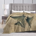thumbnail image 4 of Vintage Stingray Scientific Illustration Throw Blanket, Antique Coastal Nautical Art Soft Flannel Fleece, Beach House Decor for Sofa Bed 80x60, 4 of 6