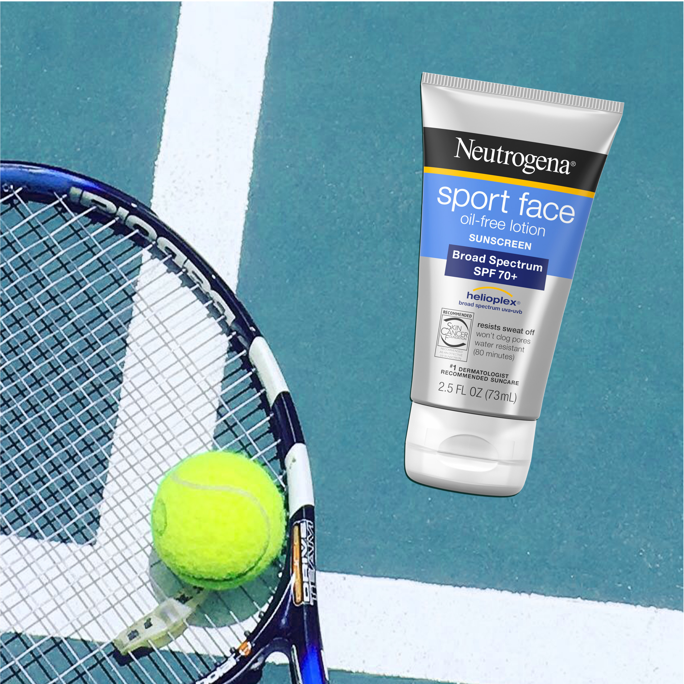 Neutrogena Sport Face Oil-Free Lotion Sunscreen, SPF 70+ Sunblock, 2.5 fl oz - image 4 of 9