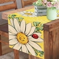 thumbnail image 5 of Spring Summer Daisy Flower Yellow Table Runner, Floral Eucalyptus Leaves Ladybug Kitchen Dining Table Decoration, Seasonal Burlap Indoor Outdoor Home Decor Party Supply 13 x 90 Inches, 5 of 6