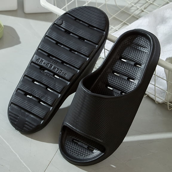 PVC Slippers,Bath Slippers,Shower Shoes Men & Women Non Slip,Slippers for Women and Men, Pillow House Slippers Shower Shoes Indoor Slides Bathroom Sandals, Comfort, Lightweight(Black 42)