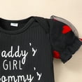 thumbnail image 4 of Baby Girl Outfits Girls Short Sleeve Letter Prints Romper Bodysuit Ribbed Shorts Outfits Toddler Girl Clothes Black 6 Months-9 Months, 4 of 6