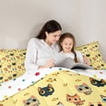 thumbnail image 4 of Homewish Kawaii Cat Kitten 7 Pieces Bedding Comforter Set,Cartoon Pet Animal Full Bedding Set,Yellow Fish Fitted Sheet Flat Sheet For Boys Girls,Lightweight Room Decor Reversible, 4 of 8