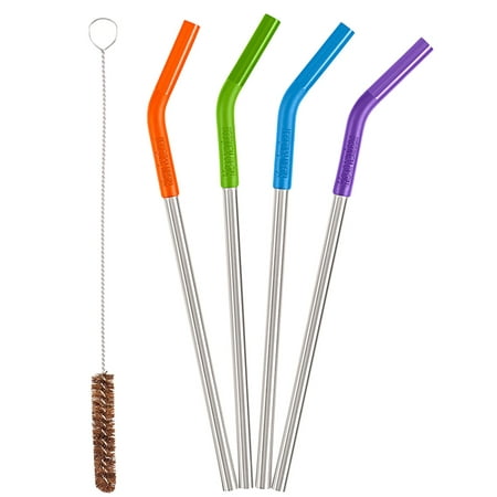 Klean Kanteen 4 Pack Stainless Steel Replacement Straws with Cleaning