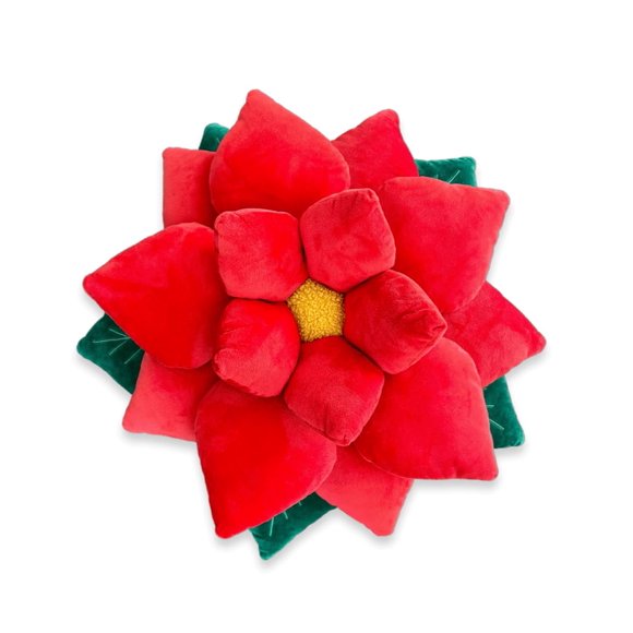 Green Philosophy Co. Poinsettia Pillow - Christmas Red C80
