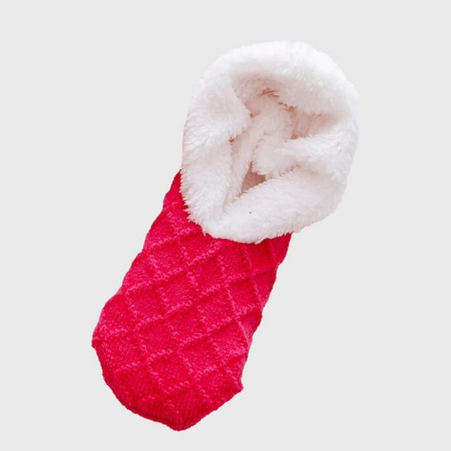 Ohufall Women's Winter Printing Lamb Wool Non Slip Floor Socks
