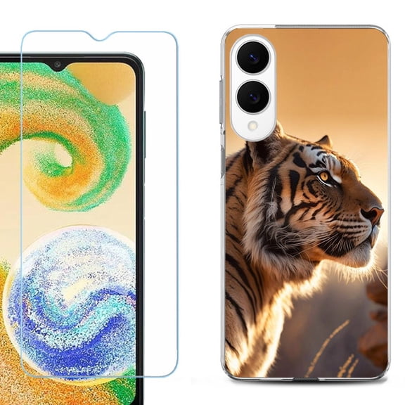 For Samsung Galaxy S25 Edge 5G Protective Shockproof Phone Case with Tempered Glass Screen Protector, by OneToughShield - Tiger