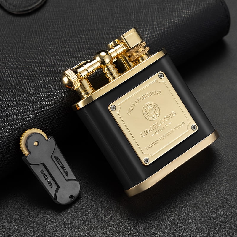 Desktop Cigar Lighter With Windproof Direct Thrust And Ignition Stone Cigarette Kit Gift Box Cl-110