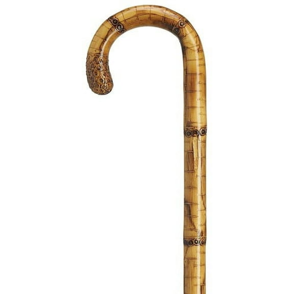 Walking Cane Men crook handle with carved bulb nose,carved stepped genuine maple with whangee finish 36" shaft