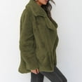 thumbnail image 5 of Women's Fashionable Solid-Color Lapel Mid-Length Plush Coat for Fall and Winter, Warm and Elegant, Winter Clothes for Women,Army Green,L, 5 of 7