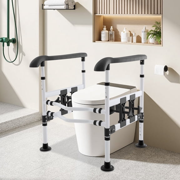 19.69in Length Black White Toilet Safety Rail 150kg Bathroom Toilet Safety Frame for Bathrooms, Homes