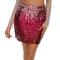 thumbnail image 2 of EchfiProm Womens Mini Skirts Hot Pink Bodycon Sequin Party Elastic Waist Going Out Skirts for Women Cocktail, 2 of 4