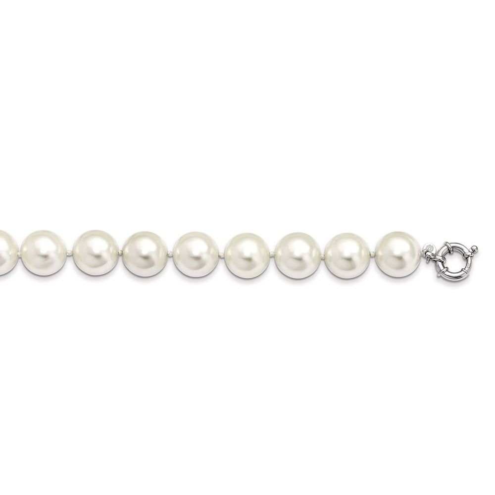 925 Sterling Silver Majestik 16-17mm White Imitation Shell Pearl Necklace