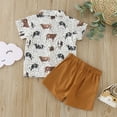 thumbnail image 4 of Toddler Boy Clothes Short Sleeve Cartoon Prints T Shirt Tops Shorts Sets Gentleman Suit Activewear Set,2-Piece,Size 6 Months-12 Months, 4 of 6