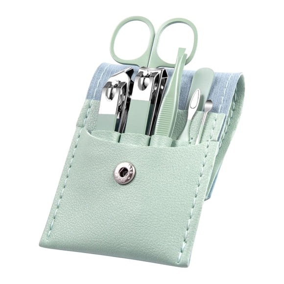 Fiudx Juego de Cortaúñas de Acero Inoxidable de 7 Piezas. Incluye Cucharas para Pulir Las Orejas. Bordes Lisos. Elegante Diseño. Ideal para Hombres y Mujeres. Práctico Juego de Herramientas de Manicu