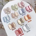 thumbnail image 4 of Esmalte de uñas en gel semipermanente con efecto ojo de gato, magnético, de color nude, con purpurina brillante, para decoración de uñas, con LED y UV, 4 of 5