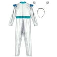 thumbnail image 6 of iiniim Boys Girls Alien Robot Halloween Galaxy Theme Party Shiny Metallic Jumpsuit with Hair Hoop Silver 14, 6 of 7