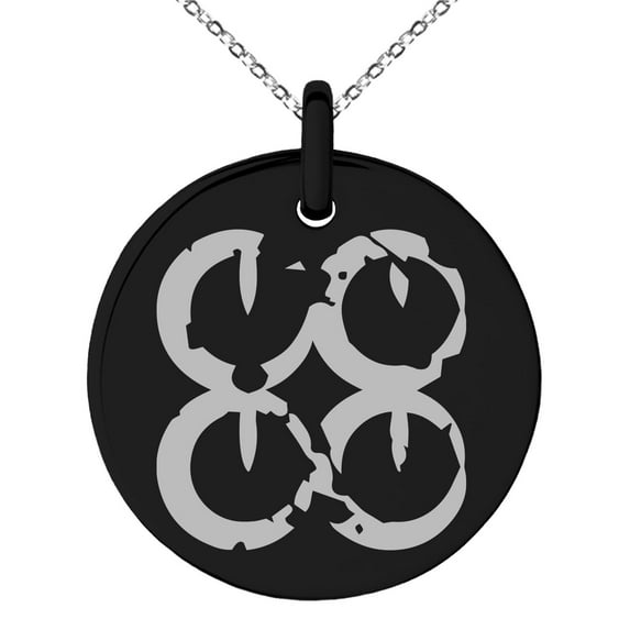 Stainless Steel Ancient Tribal Commitment Rune Engraved Small Medallion Circle Charm Pendant Necklace
