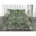 thumbnail image 2 of Ambesonne Exotic Quilted Coverlet 3 Pcs, Watercolor Bird Strelitzia, King Size, Olive Green Pale Rust, 2 of 4