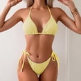 thumbnail image 2 of 2 Piece Swimwear Sets for Women,Women's Ribbed Triangle Bikini Sets Sexy Halter String Two Piece Swimsuit Textured Thong Bathing Suit, 2 of 9