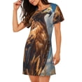 thumbnail image 2 of Honeii Blue Sky White Cloud Eagle Print Women's Loose Short Sleeve Nightgown, Soft Cotton Sleepwear, Comfy Loose Fit Pajama Dress for Sleep and Lounge, 2 of 6