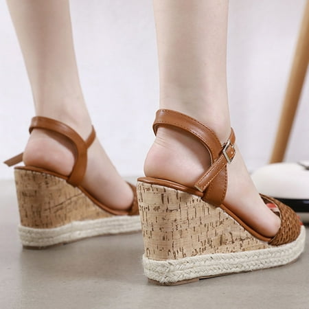 

Vedolay Women Summer Sandal Womens Platform Wedges Sandals Dressy Summer Mid Heel Open Toe Platform Sandals White 9