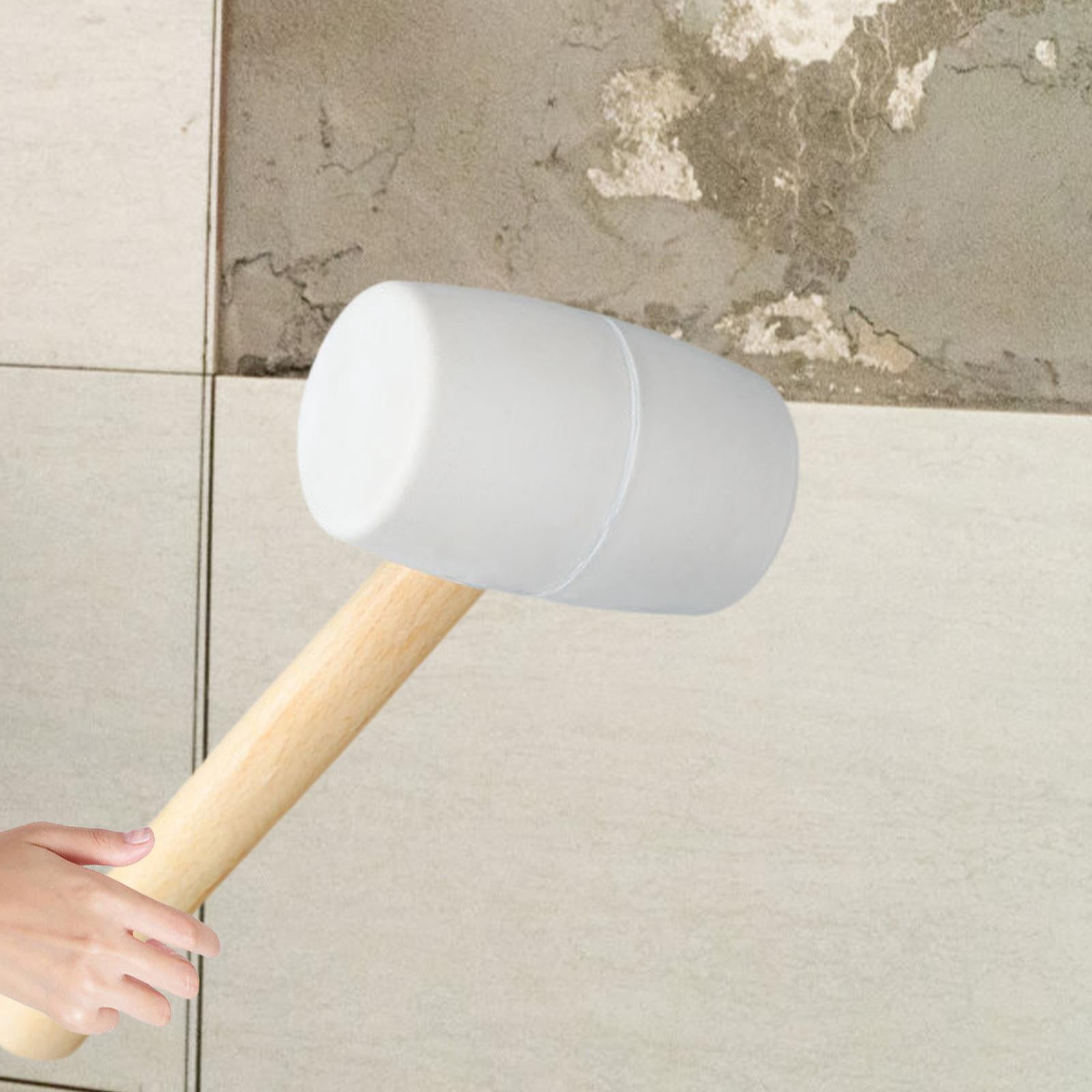Colaxi Rubber Mallet Hammer Installation Hammer Lightweight White Rubber Head Mallet Rubber Hammer Head for Building Tent Stakes DIY 530g