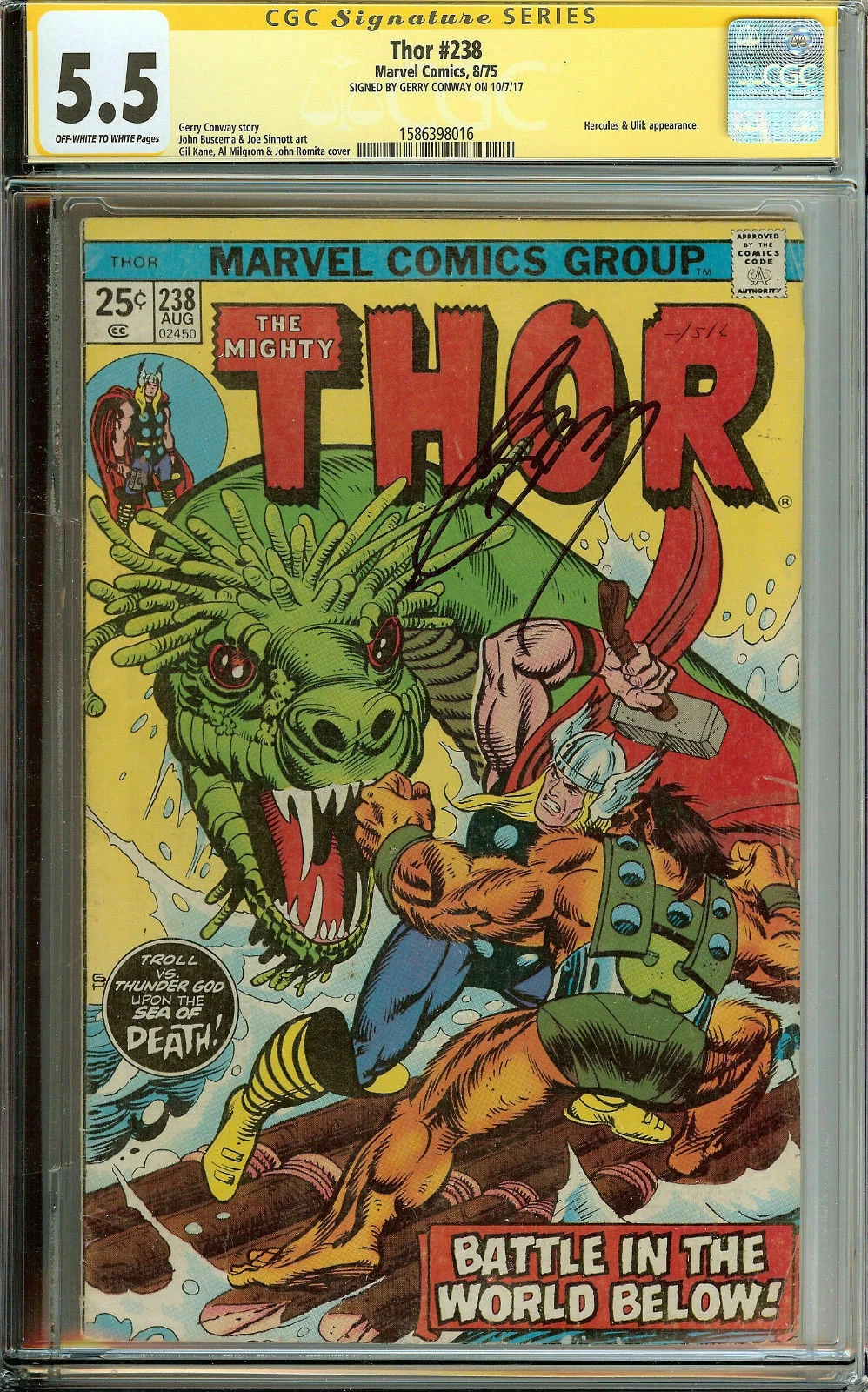 The Mighty Thor #238 Signed by Gerry Conway CGC 5.5