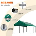 thumbnail image 2 of Walsunny Carport 10 x 20 ft Heavy Duty Carport Car Canopy with Powder-Coated Steel Frame, Portable Garage for Car, Boat, Shelter Party Tent with 180g PE Tarp Green, 2 of 9