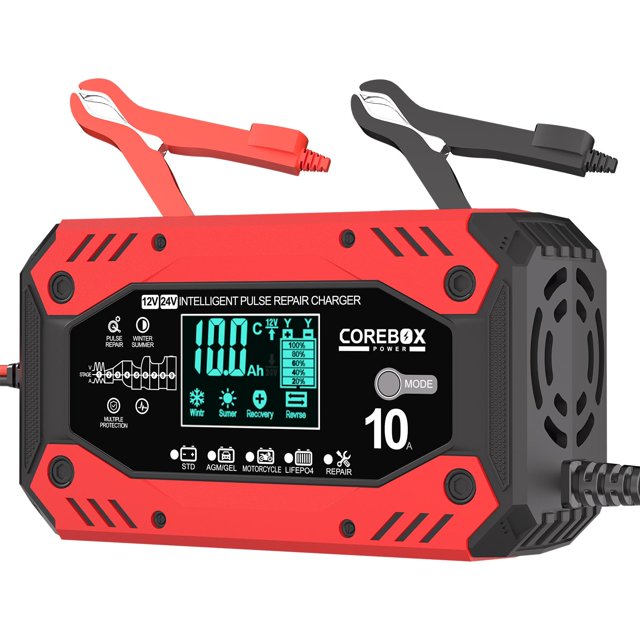 Cargador de Baterías COREBOX 10A 12V/24V Inteligente de Mantenimiento