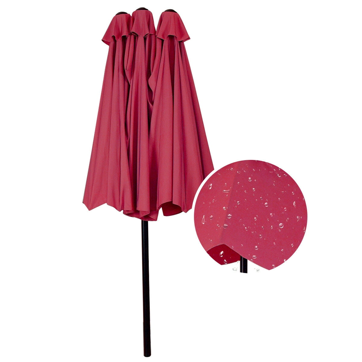 Topbuy 15 ft Outdoor Patio Umbrella Double-Sided Shade Offset Red