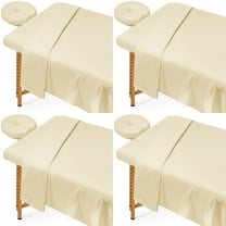 4 Sets Massage Table Sheets, 3-Piece Set Massage Bed Fitted Sheet Flat Sheet Fitted Face Rest Cover, Soft Elastic Massage Bed Cover for Beauty Salon Skin Care Center, Universal Size, Machine Wash