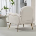 thumbnail image 3 of Accent Chair With Metal Gold Legs,Snowflake fabric Armchair,Single Sofa Chair for Living Room Bedroom, Dining Room Accent Club Guest Chair, Holds 300lbs(Beige), 3 of 5