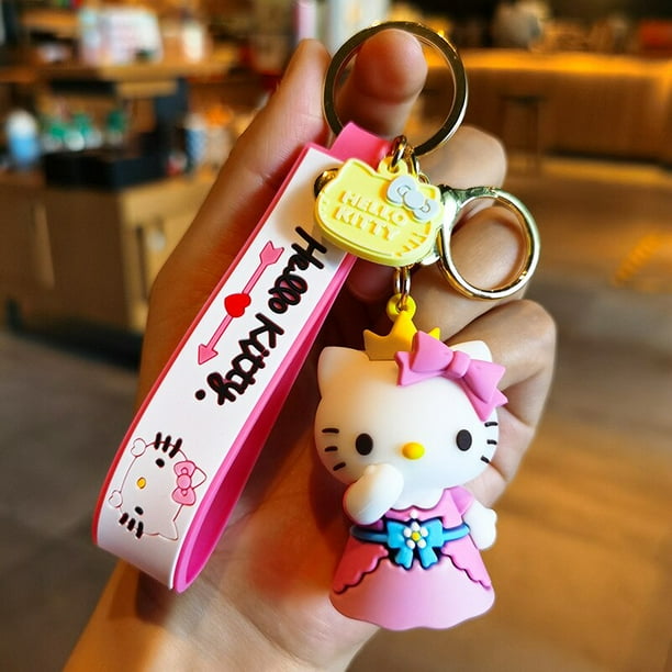 Kawaii Anime Sanrio Hello Kitty Pendant Keychain Holder Key Chain Car Keyring Mobile Phone Bag Hanging Jewelry Kids GiftsChina Gong Bohan LED
