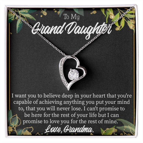 To My Granddaughter Believe From Grandma Forever Necklace w Message Card