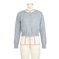 thumbnail image 6 of Button Down Cropped Cardigan Sweater (M, DarkGrey), 6 of 8