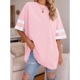 thumbnail image 3 of Weardear Womens Oversized Tees Loose T Shirts Half Sleeve Crew Neck Color Block Cotton Tunic Tops, 3 of 4