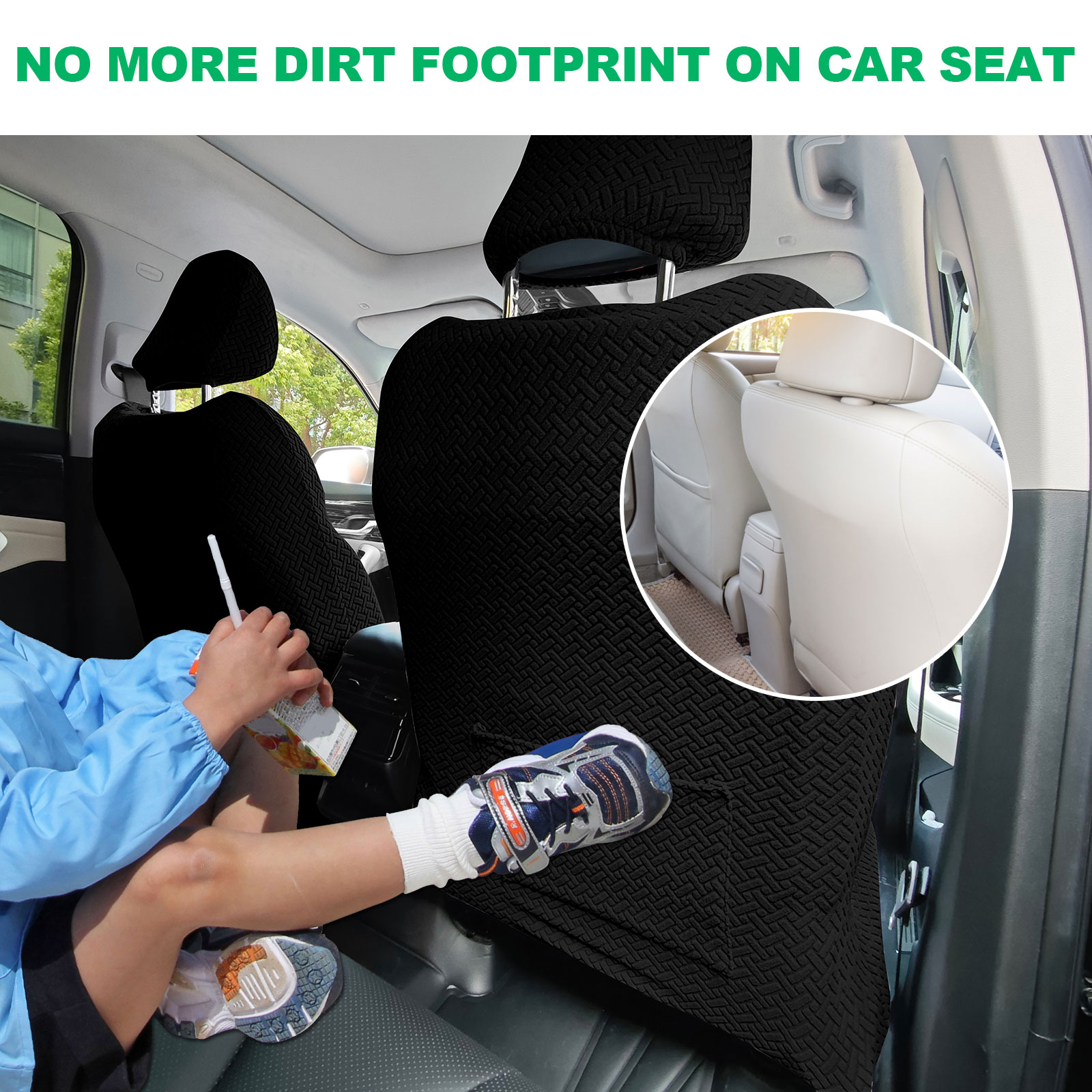 Eurhowing Universal Car Seat Covers, Non-Slip Front Car Seat Covers Set of 2, Breathable Jacquard Auto Seat Protectors for Cars SUV Sedan Truck, Black