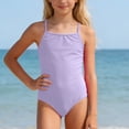 thumbnail image 2 of Kids Girls Swimsuit Purple Kids 1 Piece Swimsuit Girls Sleeveless Quick Dry Pool Party Cute Clothes for Girls 7-8 Years, 2 of 4