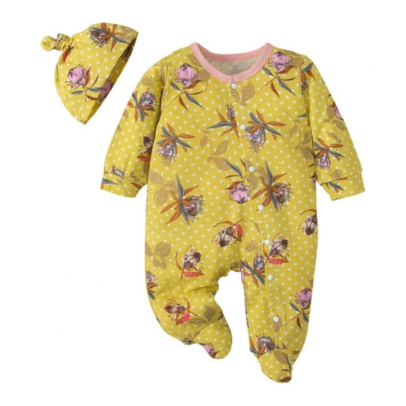 URMAGIC Baby Baby Boy Girl Footie Romper Jumpsuit, Cotton One-Piece Coverall with Hat 0-12 Months