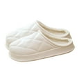 thumbnail image 2 of WoMen's Memory Foam Fuzzy Slippers Knitted House Unisex Couple Fashionable Casual Winter Outerwear Closed-Toe Half-Slippers Fleece-Lined Warm Flat Slippers, 2 of 5