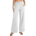 thumbnail image 1 of Pantalones casuales rectos para mujer: bolsillos laterales, para todas las estaciones, poliéster, color liso básico, tallas S-XXL, 1 of 5