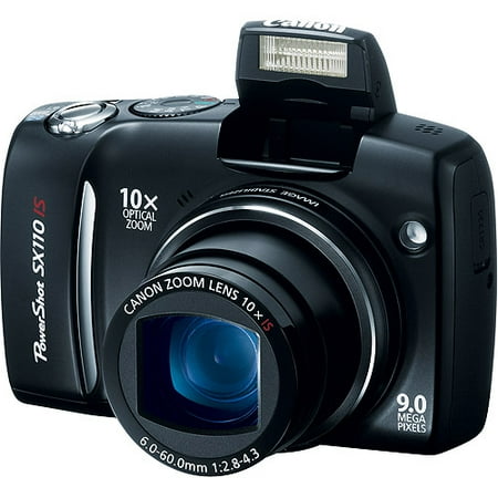 Canon PowerShot SX110-IS Black 9MP Digital Camera w/ 10x Optical Zoom & 3