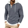 thumbnail image 5 of Admvng Mens Hooded Shirt Drawstring Hood Long Sleeve Casual Hoodie, 5 of 6