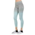 thumbnail image 2 of Women's Heather Knit Ombre Activewear Leggings w/High Waist Band, Charcoal / Aqua, XL, 2 of 6